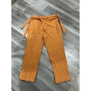 Free people FP Beach orange cotton duel side tie pants size medium